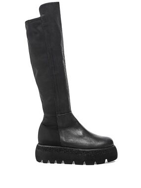 Minimalist Black Over-the-Knee Platform Boots